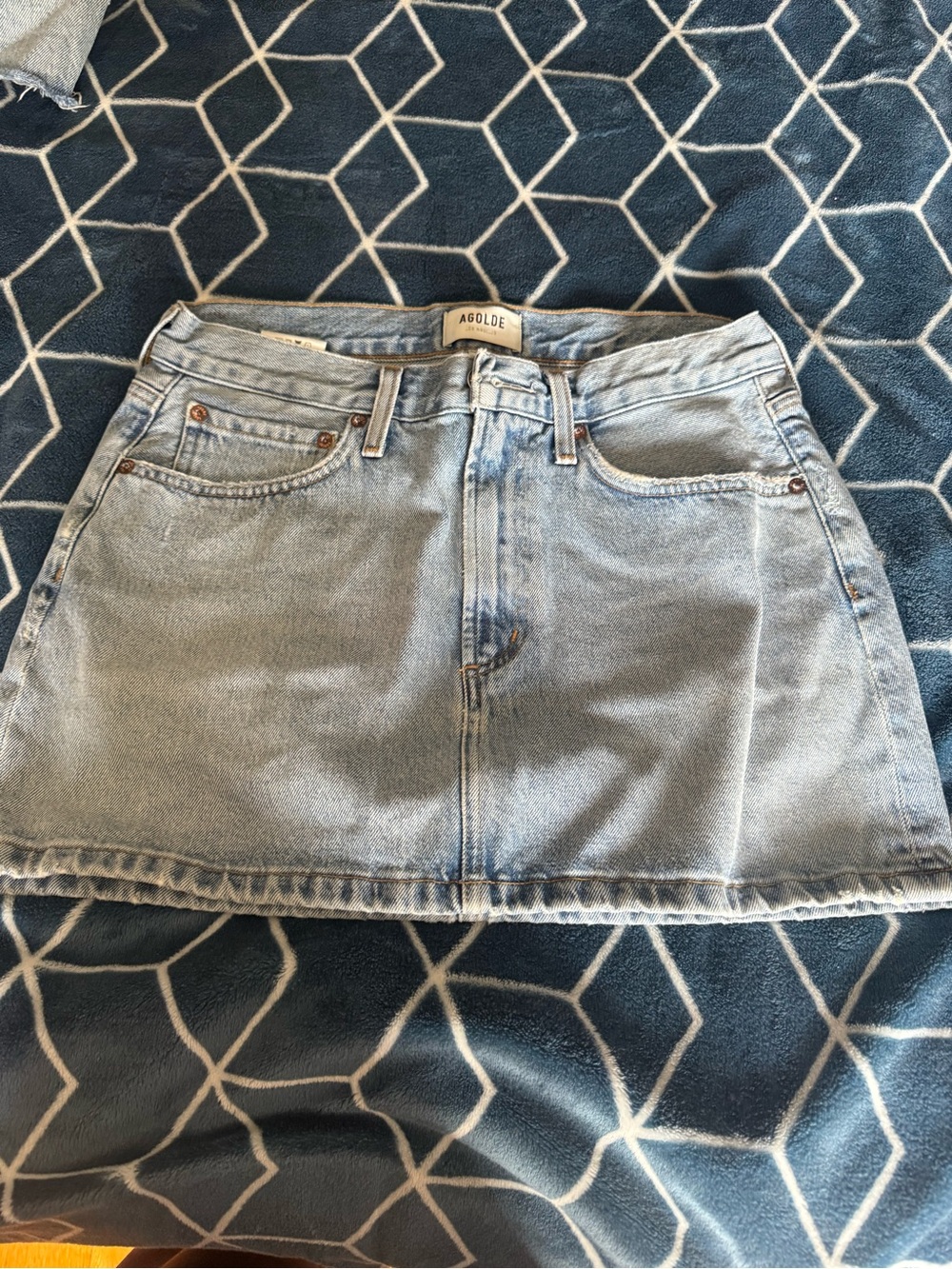 Agolde mini blue denim skirt